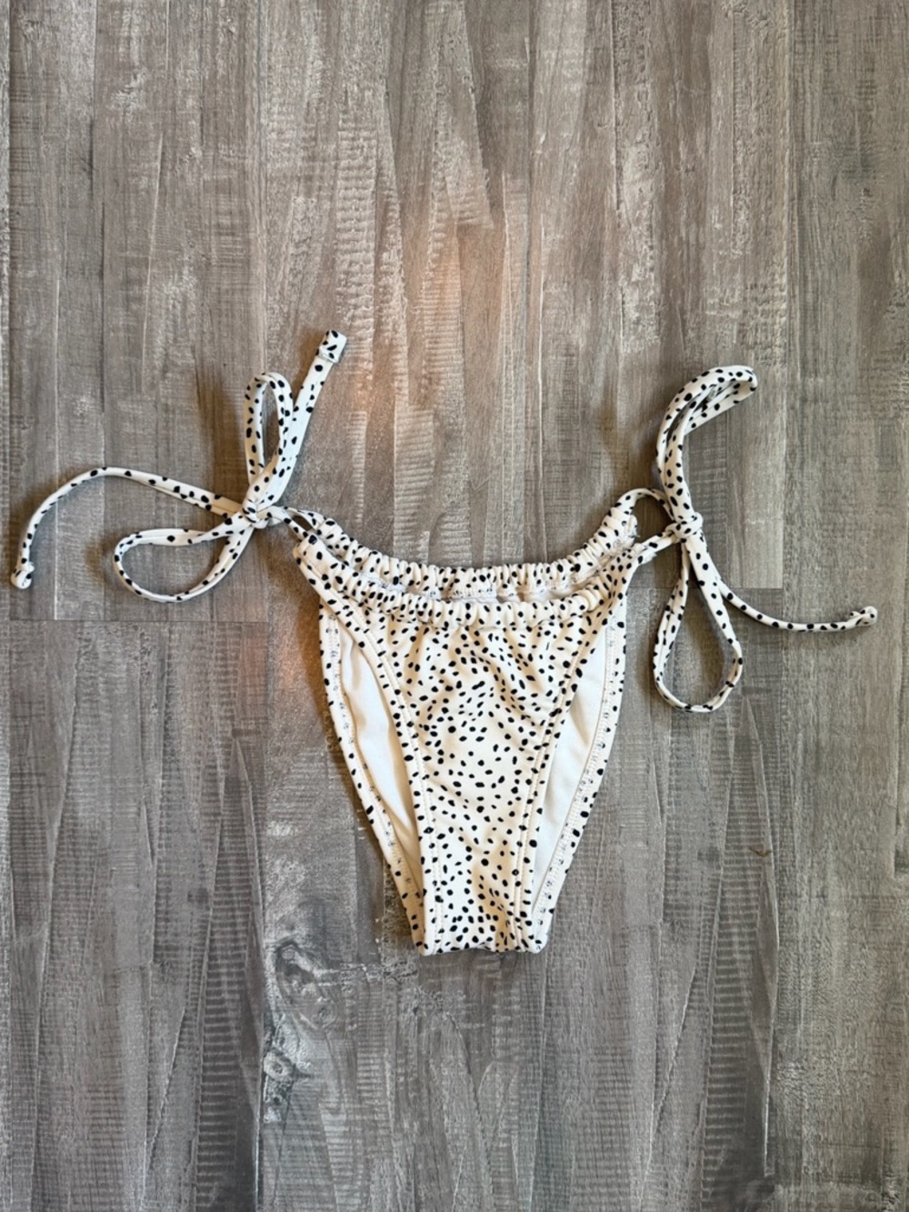 Xhilaration White Bikini Bottoms with Black Spot Print